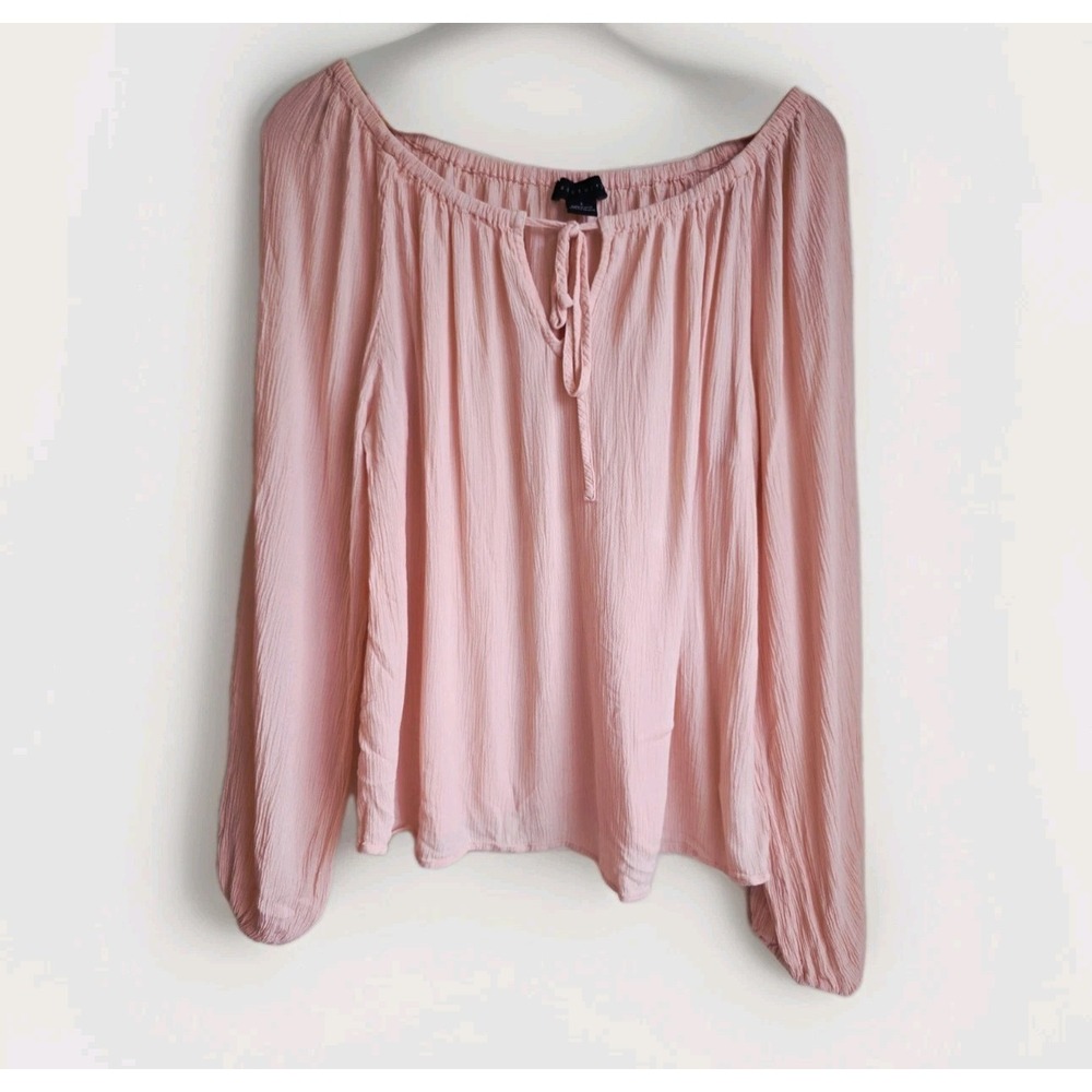Sanctuary Women's Blouse Top Long Sleeve Size S Peach Off Shoulder